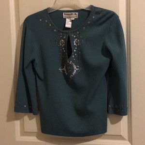 Joseph A teal sequined light weight sweater